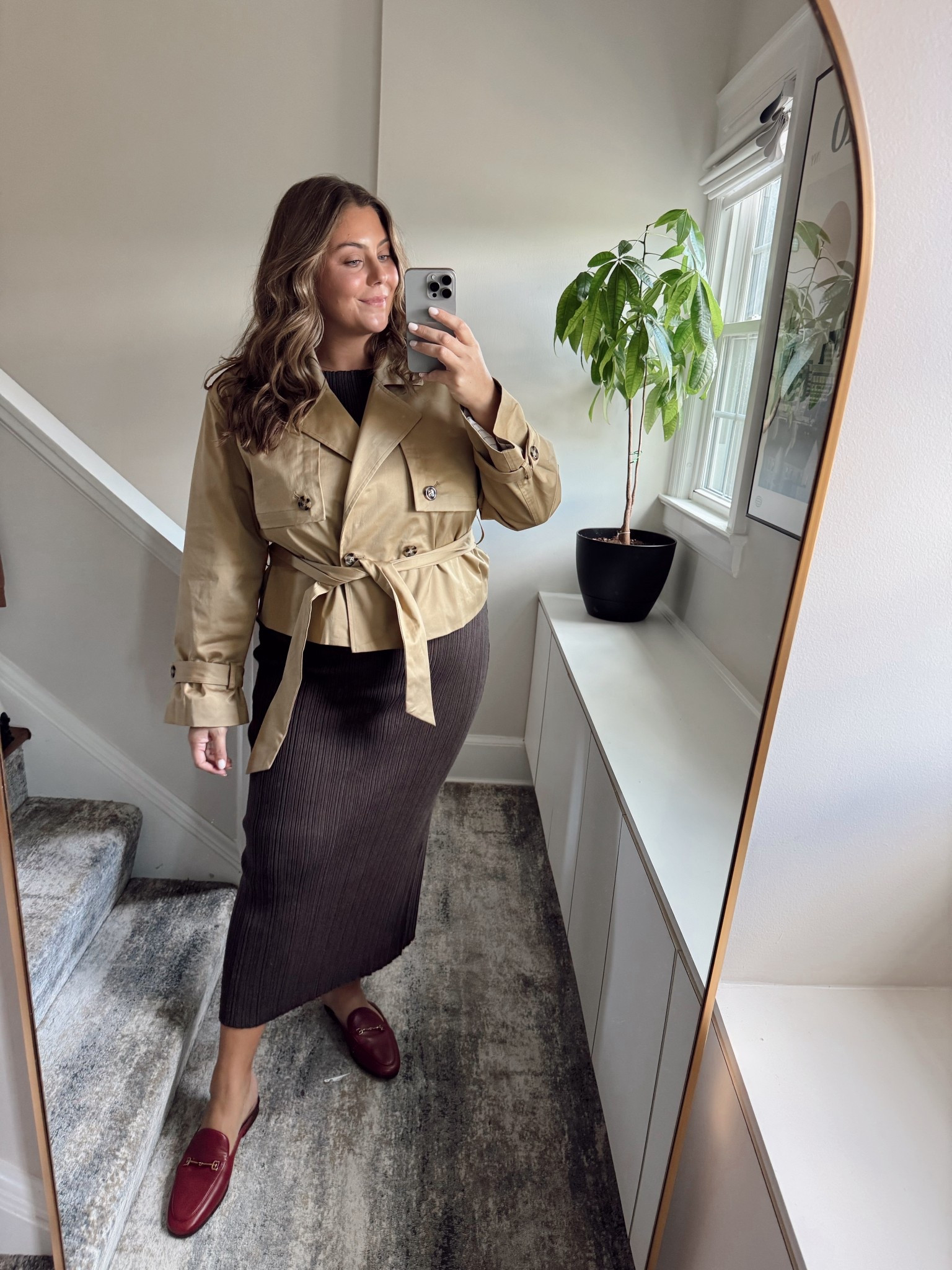 Cropped trenches are in! Wearing size XL in both trench and dress. Pair with your favorite fall heel for an elevated look! 

#LTKStyleTip #LTKSeasonal #LTKPlusSize