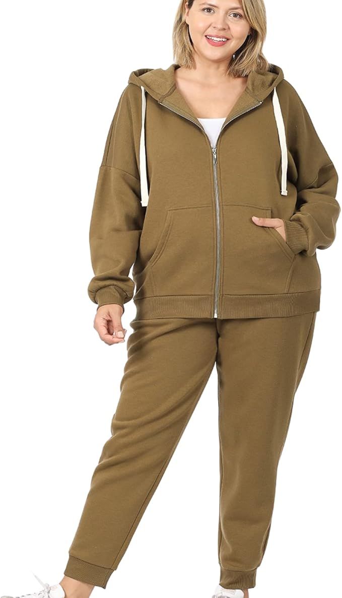 Jaytep Women's Plus Size Two Piece Outfits Sweatsuits Sets Long Sleeve Loungewear Tracksuit Sets | Amazon (US)