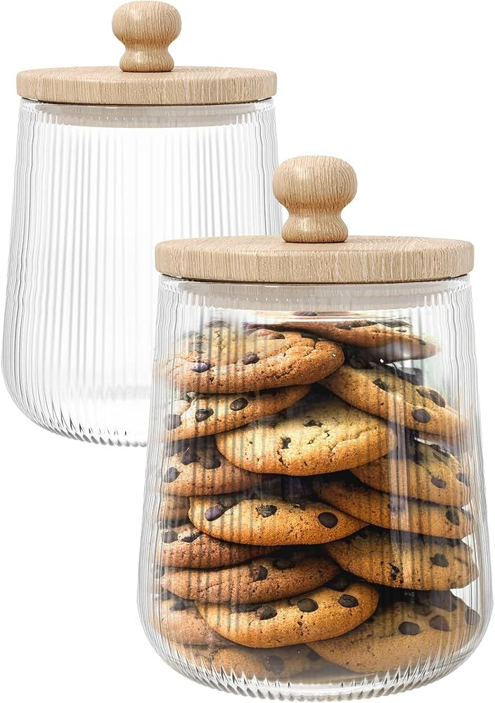2-Pack Glass Cookie Jar-Cookie Jar Glass Cookie Jars With Lids Decorative Glass Containers With L... | Amazon (US)