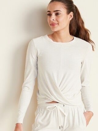 Relaxed Breathe ON Twist-Hem Cropped Top for Women | Old Navy (US)