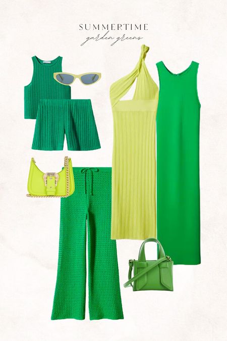 Summertime greens 💚 This color is so gorgeous and popular right now. This long green dress from Mango is perfect as a cover up or night time dress. 

dress l swim l green l green dress l green purse 