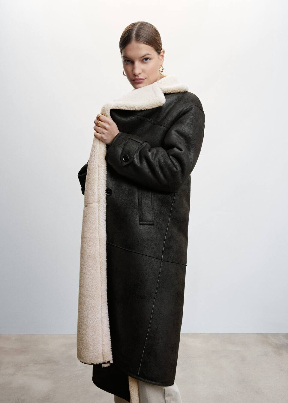 Oversized double-face coat -  Women | Mango United Kingdom | MANGO (UK)