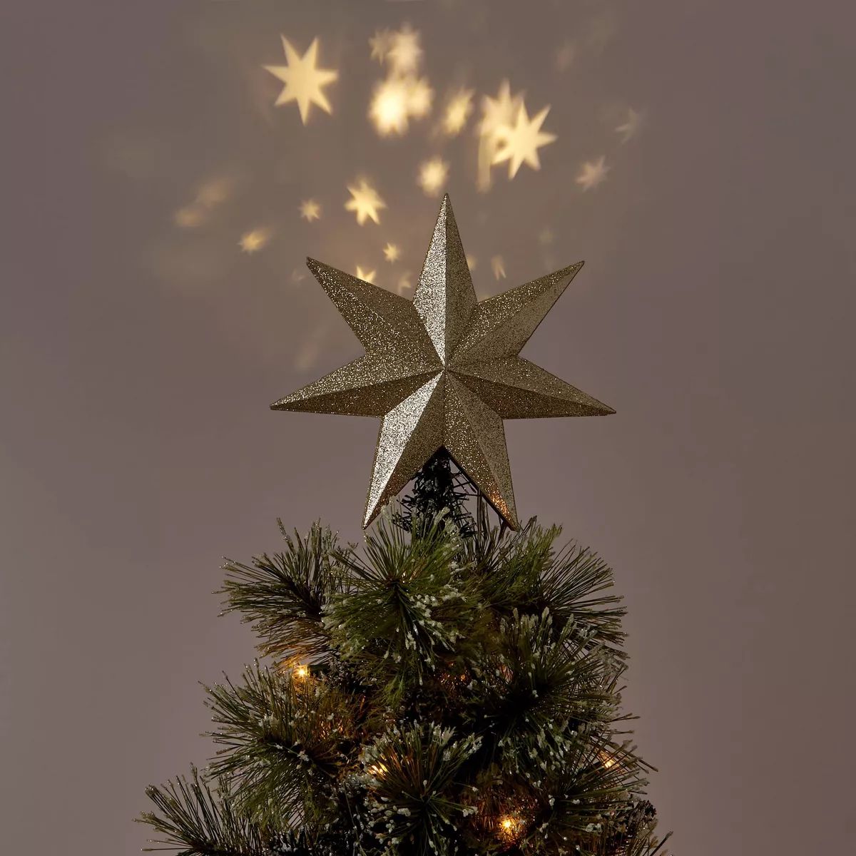 10.75" LED Gold Glitter Star Christmas Tree Topper Warm White Lights - Wondershop™ | Target