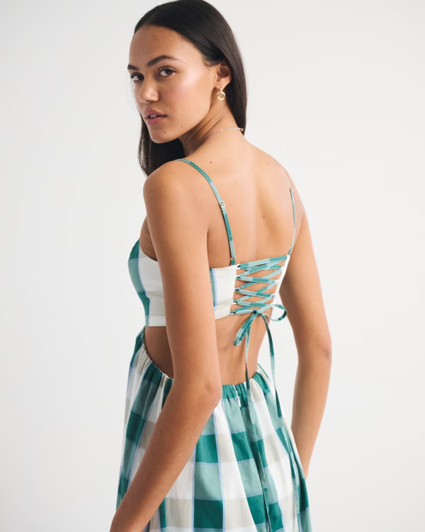 Bra-Free Lace Up Maxi Dress | Abercrombie & Fitch (US)