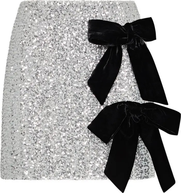 Milly Rhea Velvet Bow Detail Sequin Miniskirt | Nordstrom | Nordstrom