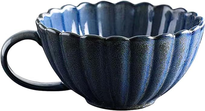 ANTOWALL Daisy & Shell Ceramic Coffee Mug, Japanese Style Stoneware mug,Blue Afternoon Tea Cup, L... | Amazon (US)