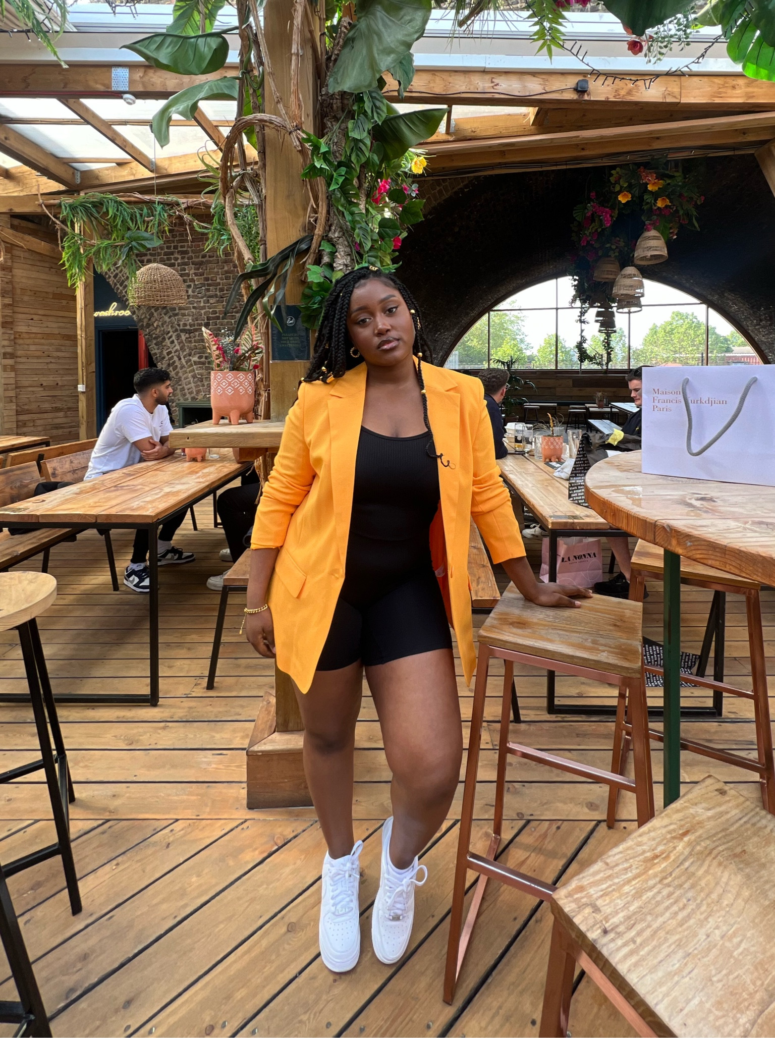 blazer dress with cycling shorts 7 Ways to Wear Biker Shorts Like Celebrities