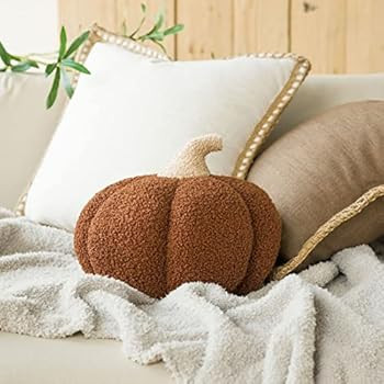 Phantoscope Teddy Fleece Pumpkin Throw Pillows, Happy Halloween Sherpa Fall Decorative Pumpkin Sh... | Amazon (US)