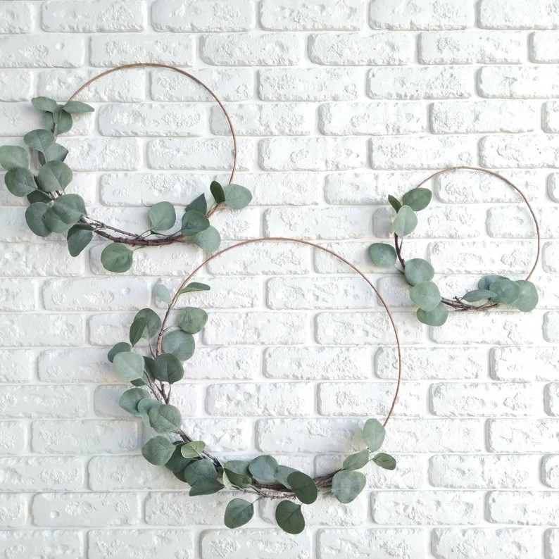 Eucalyptus wreath Faux greenery modern wreath Eucalyptus wall hanging Greenery wreath decor Minim... | Etsy (US)