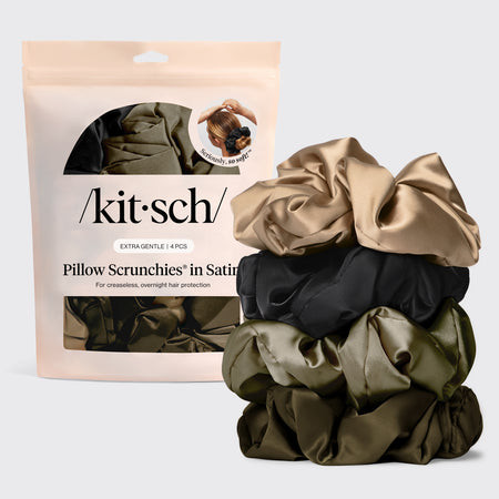 Black Satin Pillow Scrunchies® | Kitsch