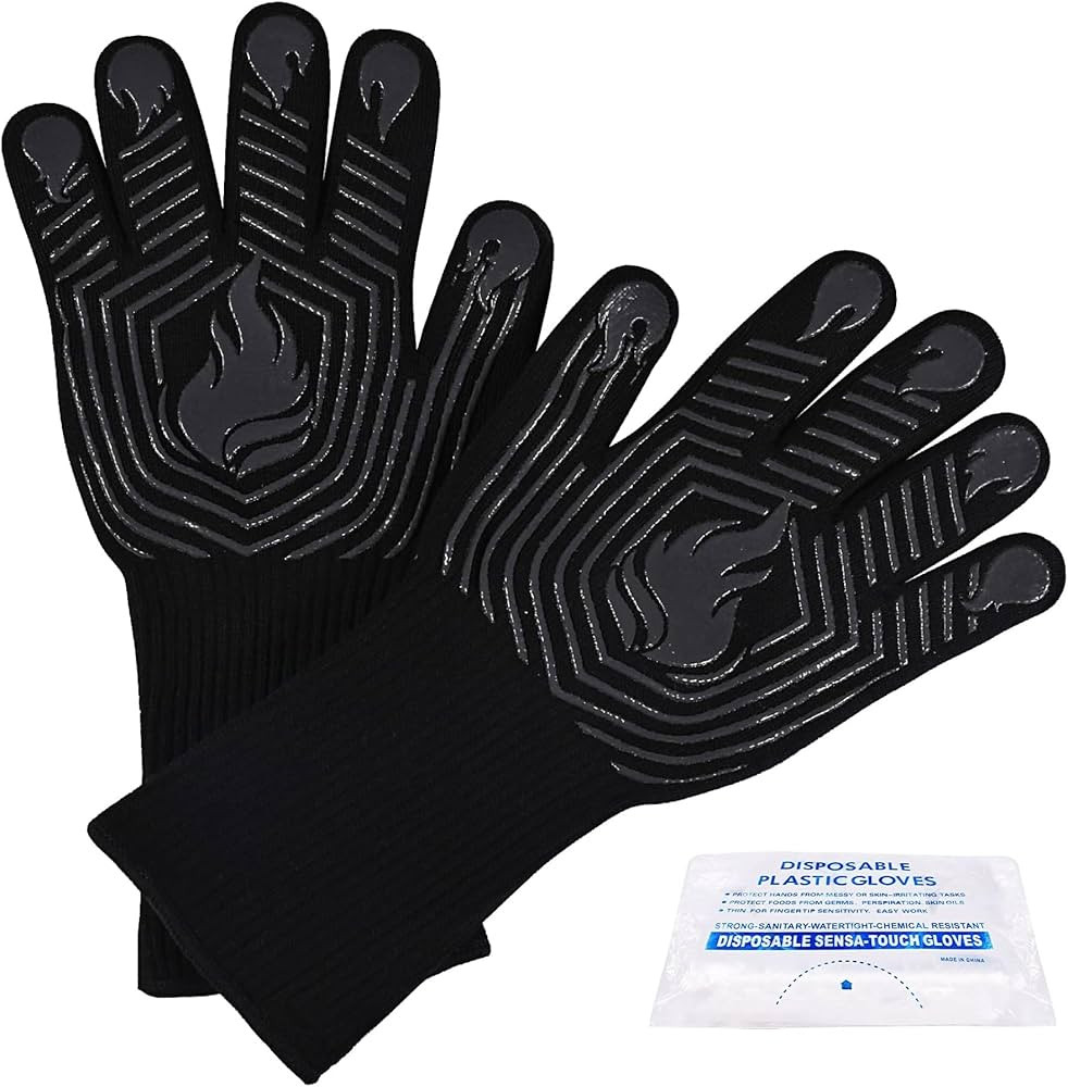 BBQ Gloves, 1472°F Heat Resistant Fireproof Mitts, Silicone Non-Slip Washable Oven Kitchen Glove... | Amazon (US)