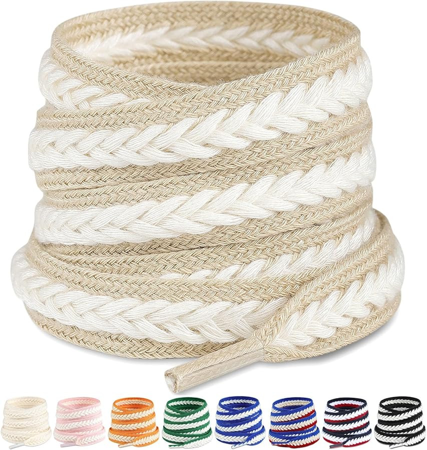 Handshop 2 pairs 3/5” flat braided shoe laces for sneakers, wide thick athletic shoelaces, cute... | Amazon (US)