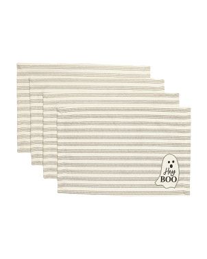 Set Of 4 13x19 Hey Boo Stripe Placemats | TJ Maxx