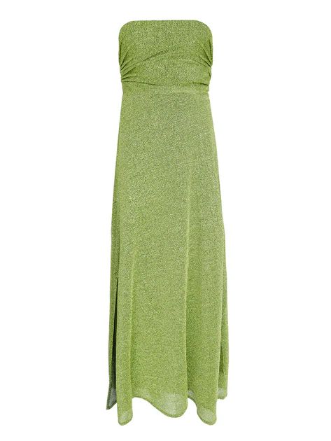 Green Lurex Bandeau Wrap Dress | Beach Flamingo