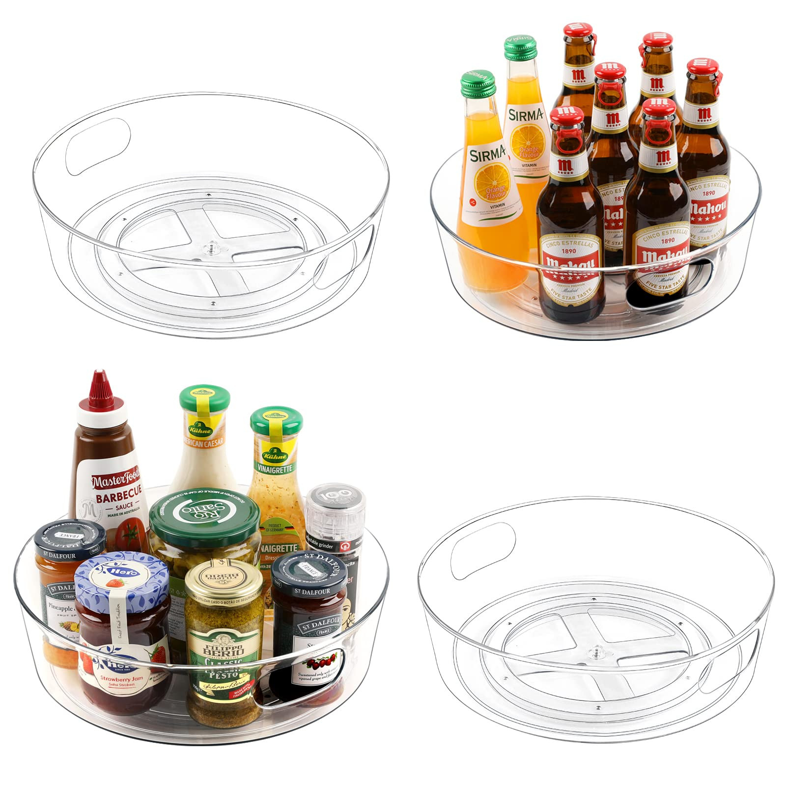 4 Pack Lazy Susan Organizer for Cabinet, Upgraded 11.5" Clear Lazy Susan Turntable with Handles a... | Amazon (US)