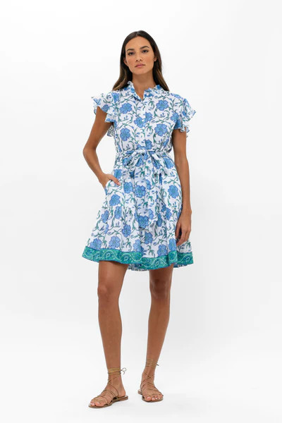 Ruffle Collar Button Mini- Poppy Blue | Oliphant Design