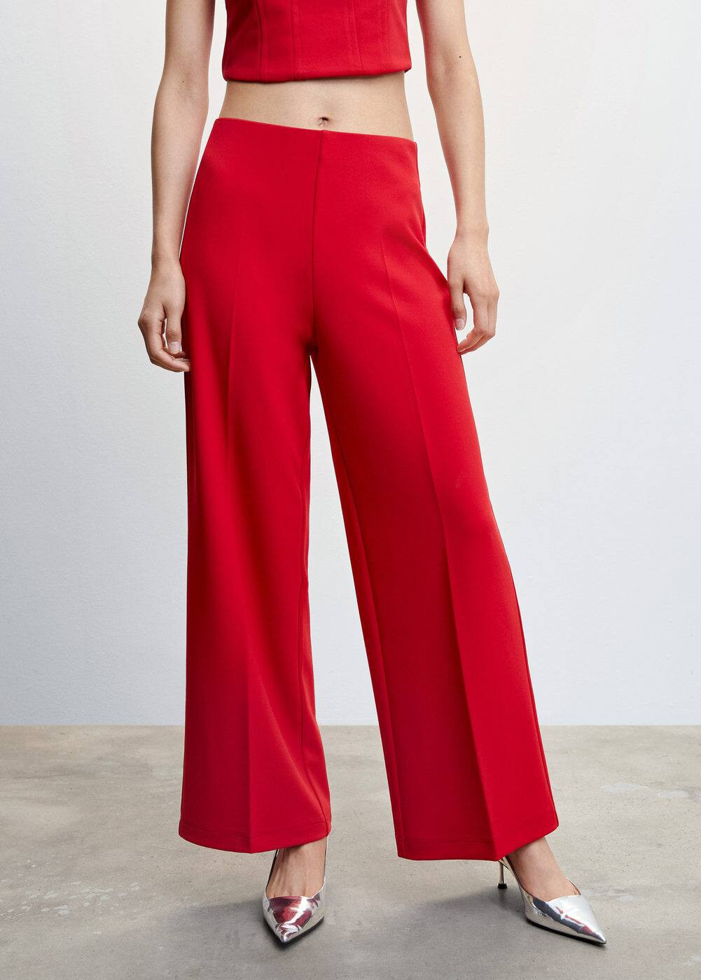 Wide leg fluid pants -  Women | Mango USA | MANGO (US)