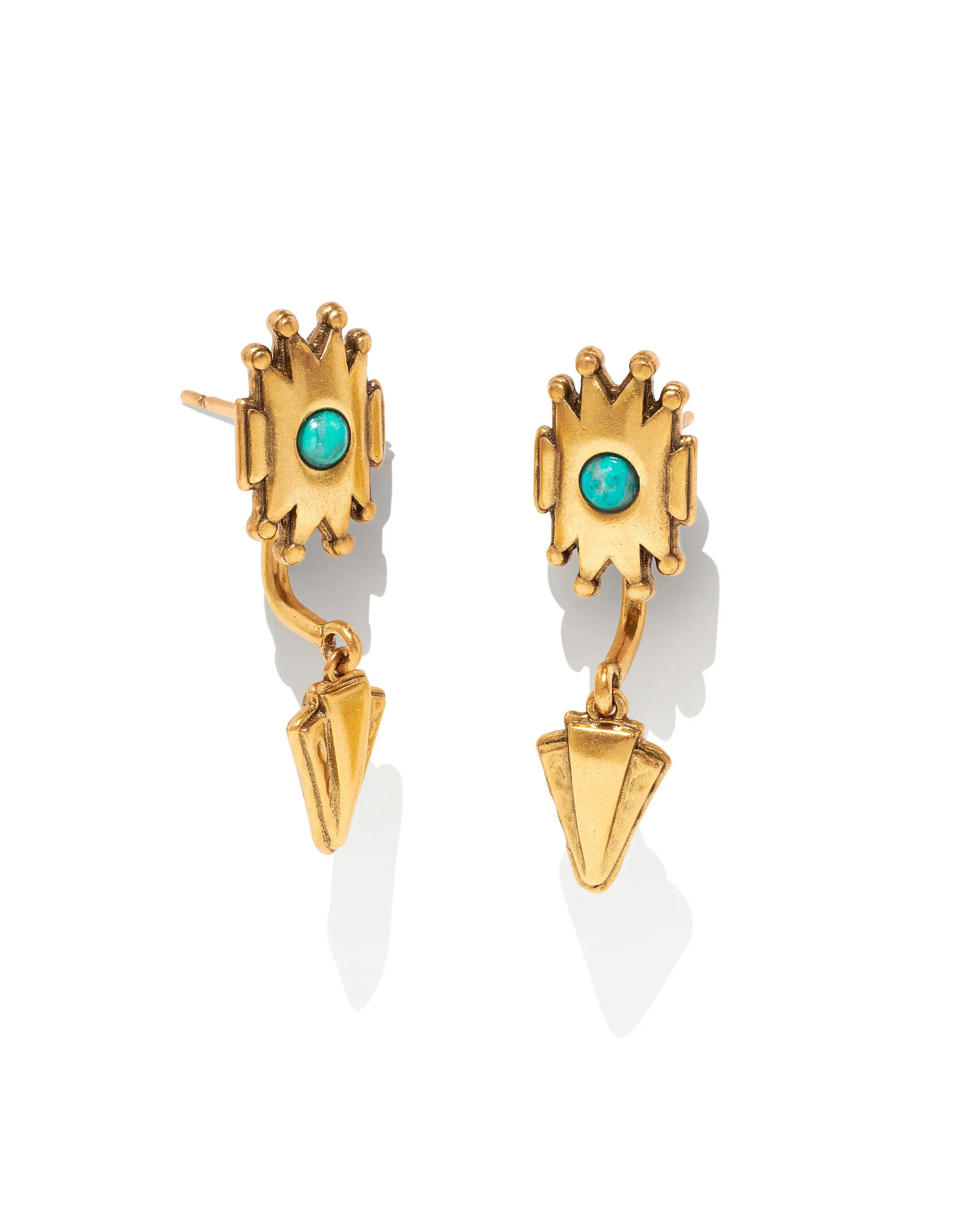 Shiva Vintage Gold Ear Jacket Earrings in Teal Howlite | Kendra Scott
