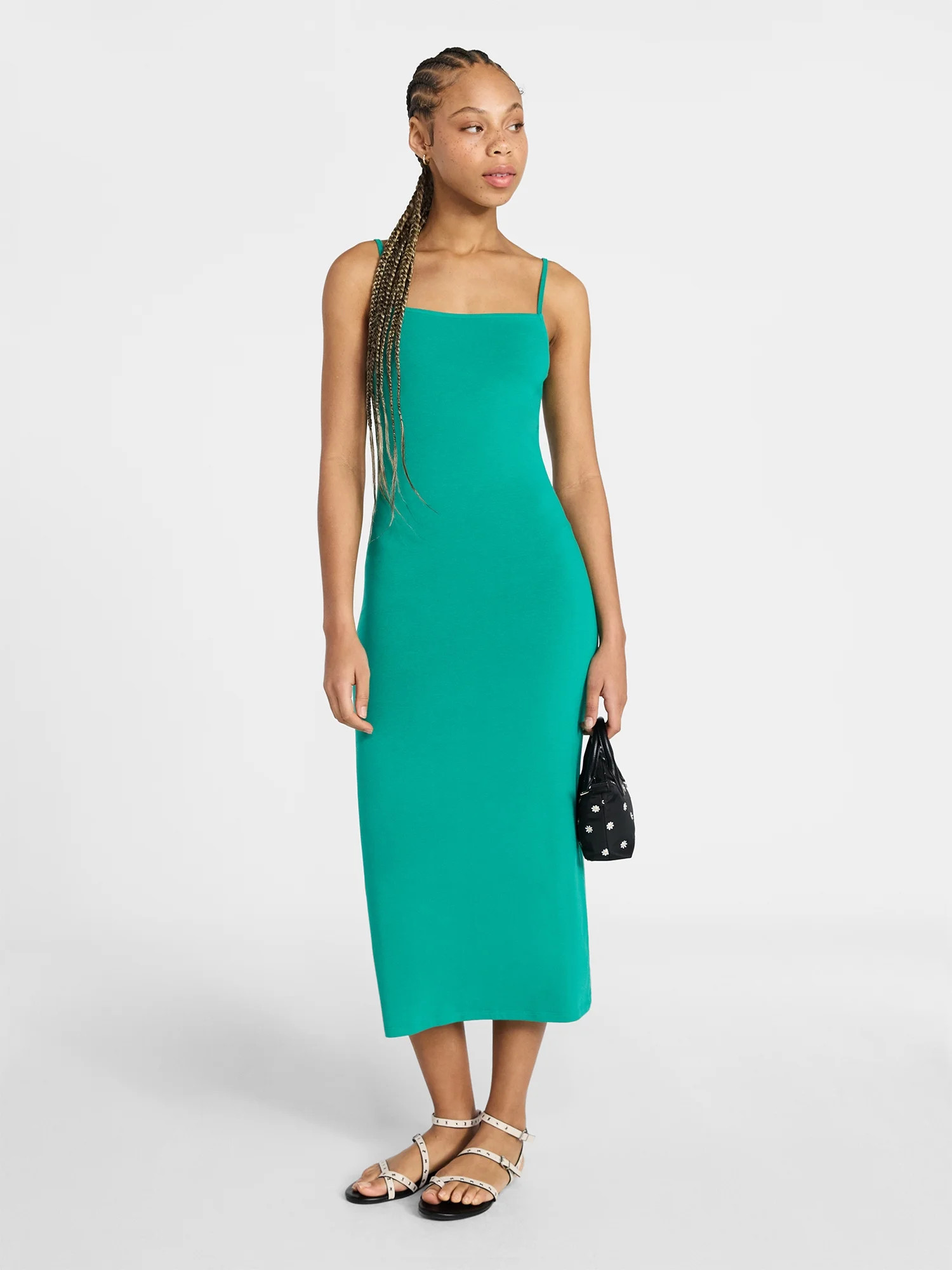 No Boundaries Sleeveless Square Neck Midi Dress, Women's & Women's Plus Sizes XXS-4X | Walmart (US)