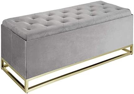 Amazon.com: Inspire Me! Home Décor Jessica Ottoman Bench Organizing Dividers, Classy Pewter Grey... | Amazon (US)