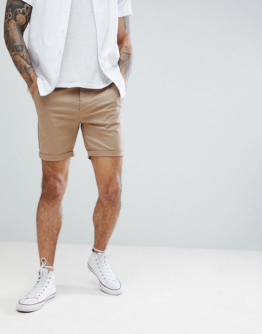 ASOS DESIGN Slim Chino Shorts In Stone | ASOS UK
