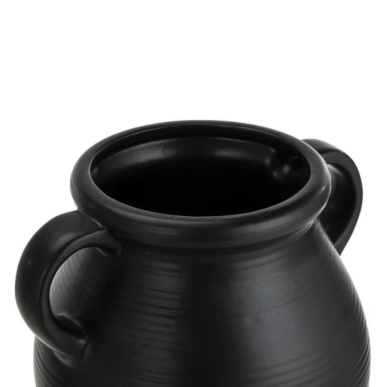 Mainstays Classic Black Ceramic Vase With Ribbed Finish | Walmart (US)