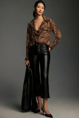 Good American Cropped Mini Bootcut Faux Leather Pants | Anthropologie (US)