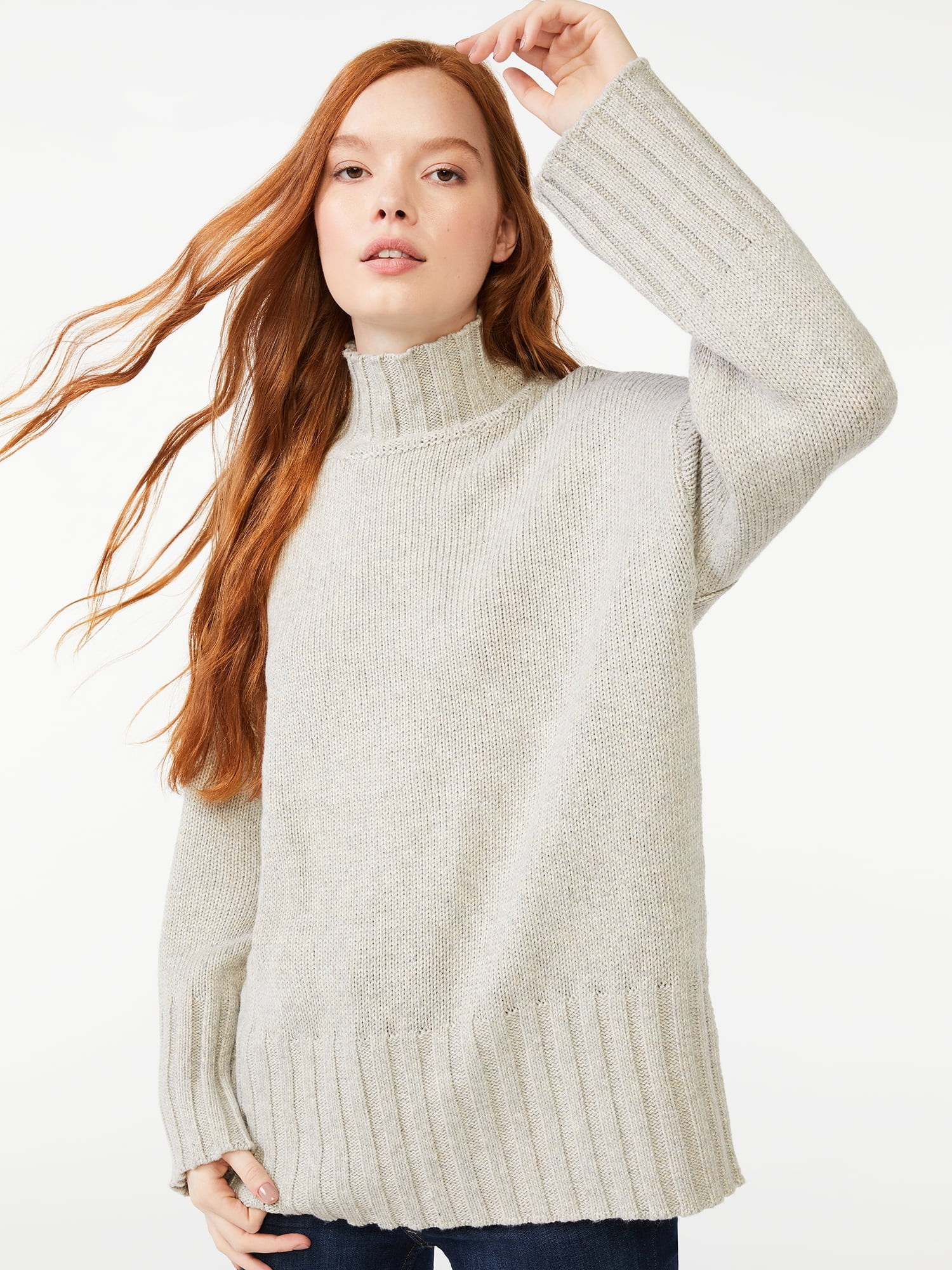 Free Assembly Women's Tall Turtleneck Tunic Sweater - Walmart.com | Walmart (US)