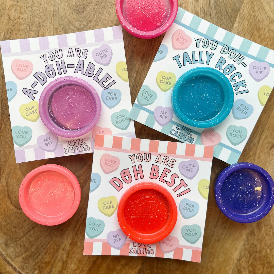 Editable Candy Hearts Play-Doh Valentine | Class Valentine Cards | Non-Food Valentines | Playdoug... | Etsy (US)