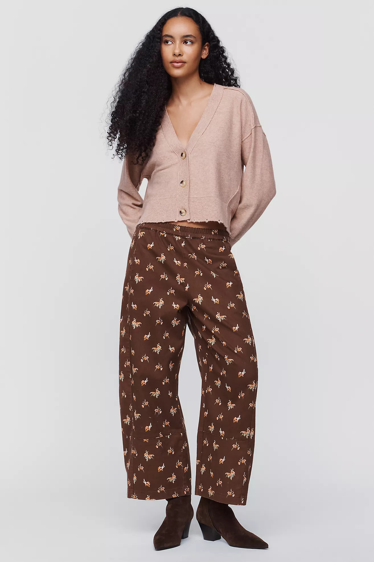 Pilcro Izzie Relaxed Printed Pull-On Barrel Pants | Anthropologie (US)