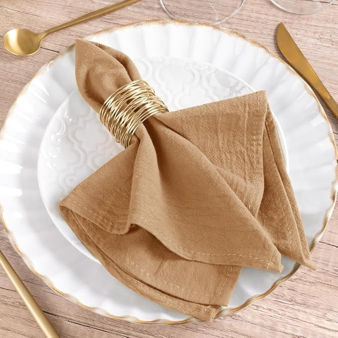 MLMW Caramel Cotton Linen Napkins Set of 8 Soft Dinner Napkins Cloth 17"×17" Bulk Rustic Table N... | Amazon (US)