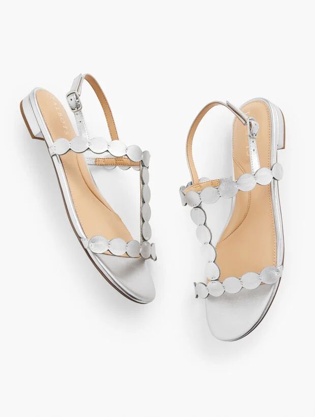 Keri Dot Metallic Leather Flat Sandals | Talbots