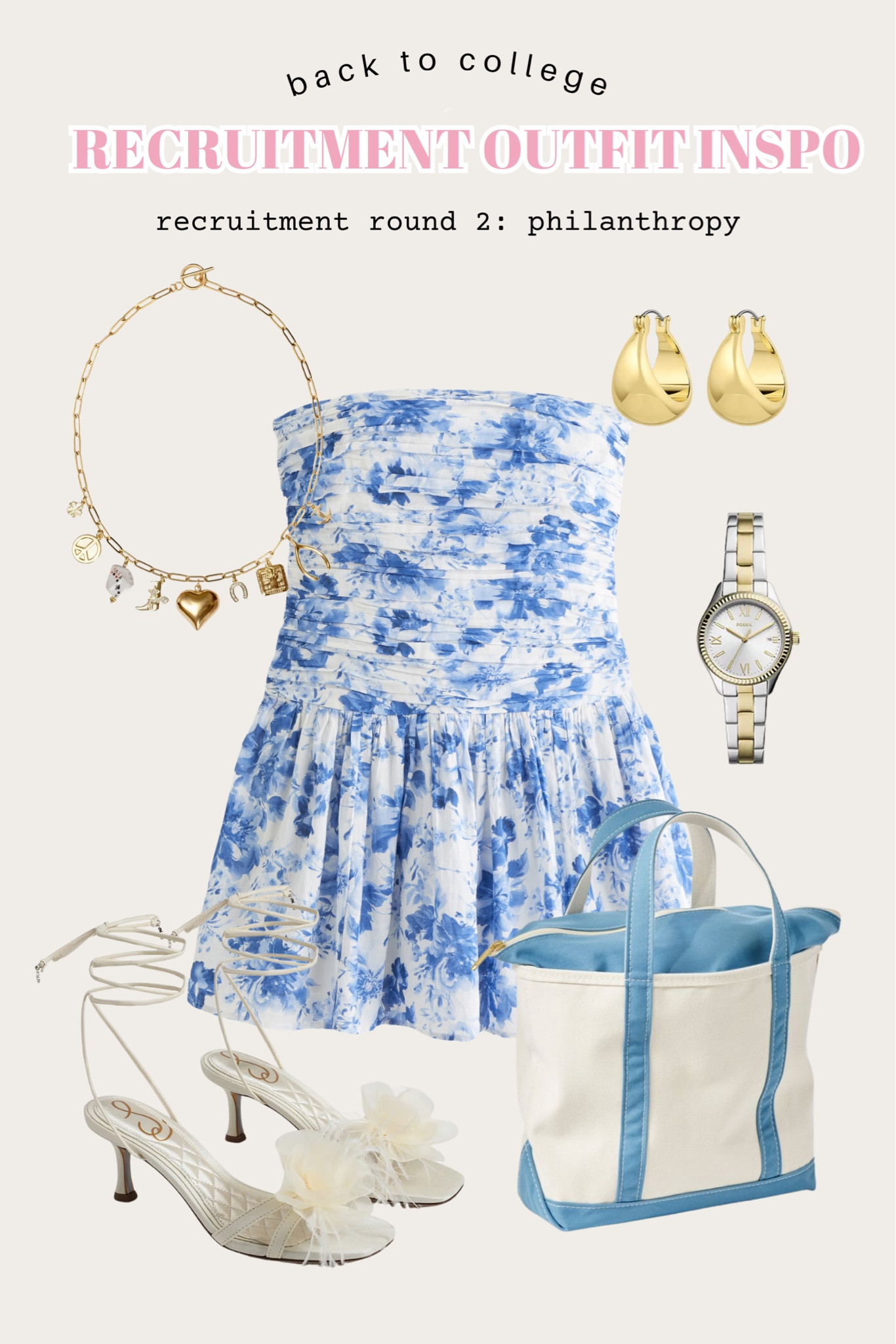 Itsliddystyle sharing sorority recruitment outfit idea. Abercrombie mini dress. Sam Edelman white heels. Charm necklace. LL Bean tote. sorority recruitment.

#LTKFindsUnder100 #LTKStyleTip #LTKFindsUnder50