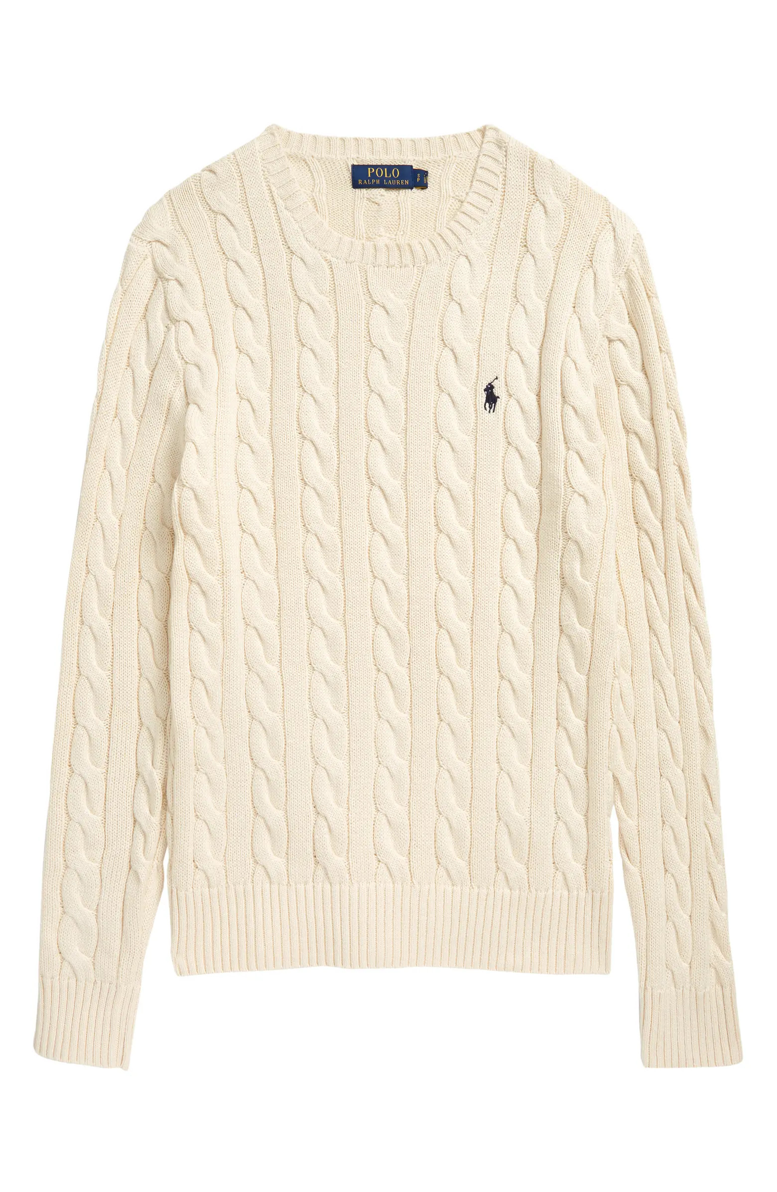 Cable Knit Cotton Crewneck Sweater | Nordstrom