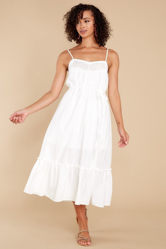 At The Beginning White Midi Dress | Red Dress 