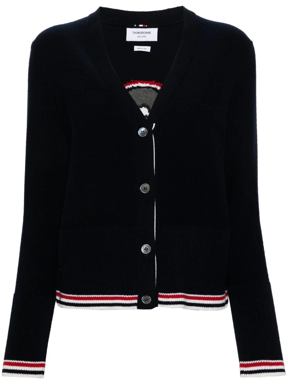 Thom Browne Hector-intarsia virgin wool cardigan - Blue | Farfetch Global