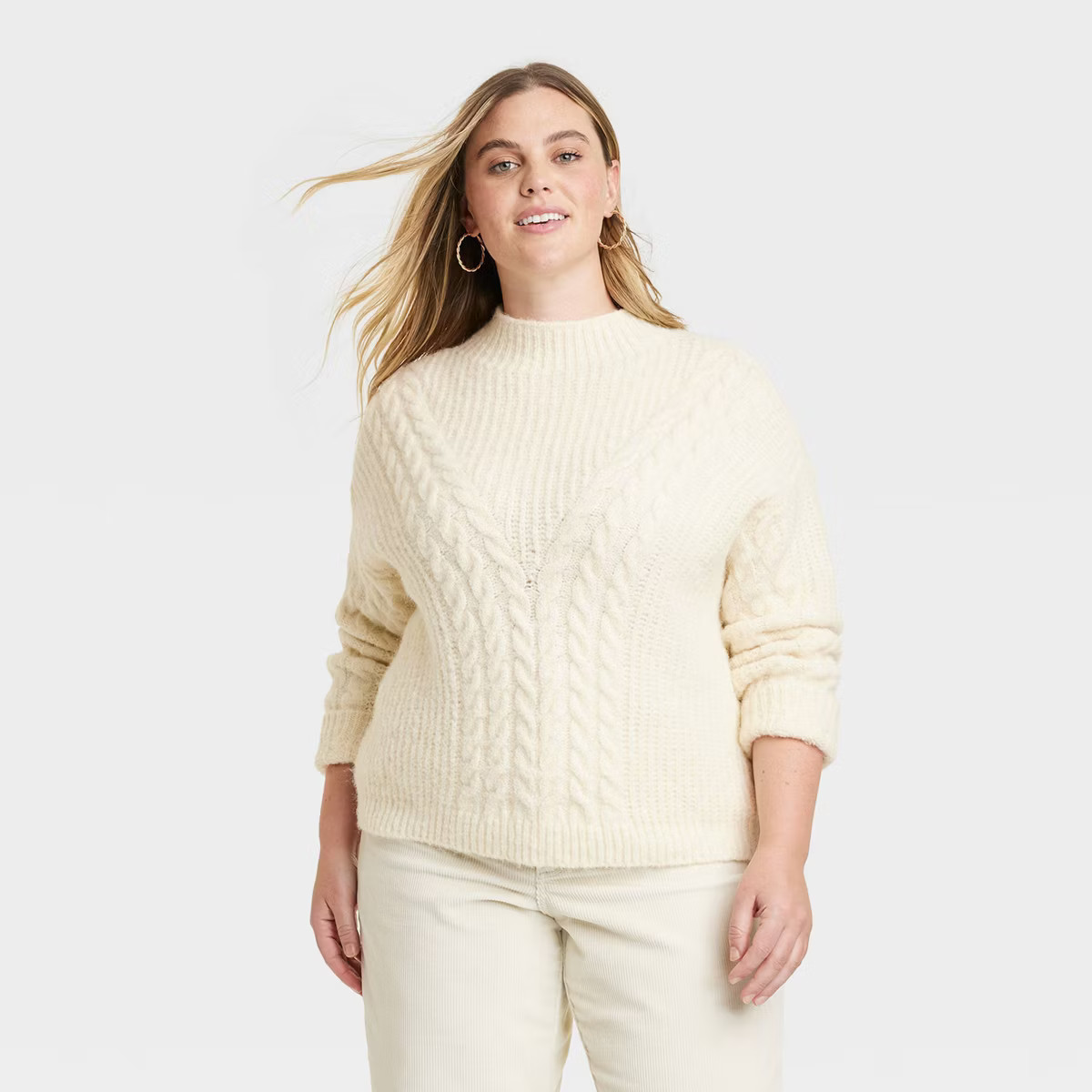 Women's Cable Mock Turtleneck Pullover Sweater - Universal Thread™ | Target