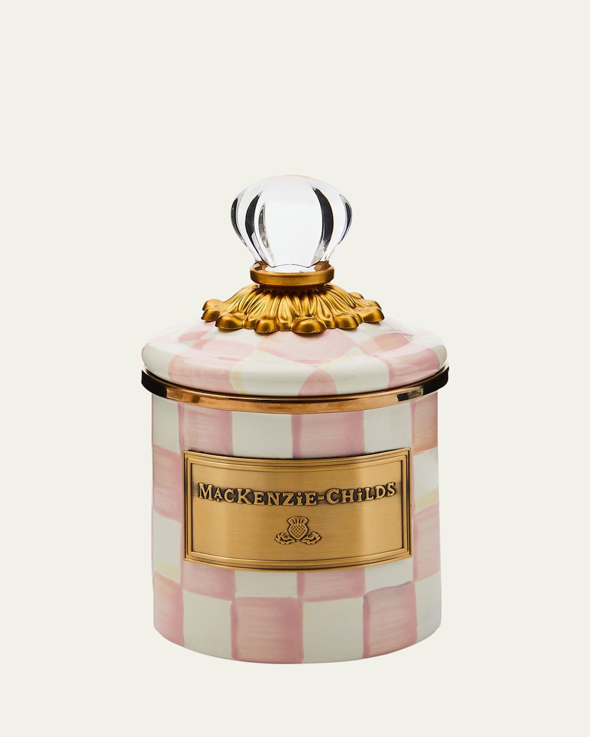 Rosy Check Enamel Canister, Mini | Bergdorf Goodman