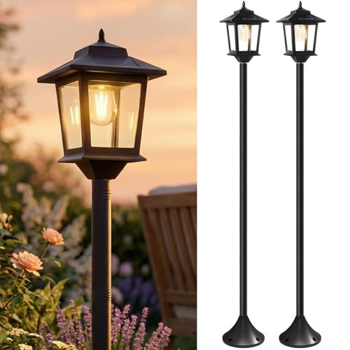 PASAMIC Outdoor Solar Post Lights, 2-Pack 63" Dusk to Dawn Solar Lamp Posts, Waterproof Floor Lam... | Amazon (US)
