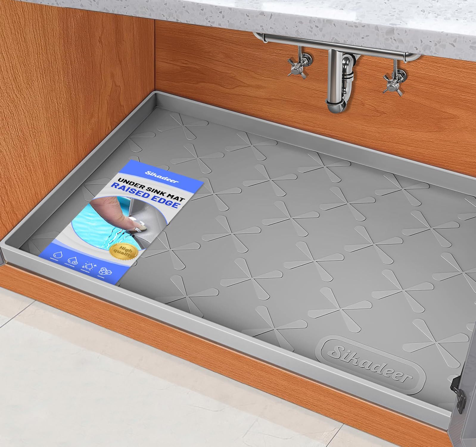 SIKADEER Under Sink Mat Waterproof 34" x 22", Silicone Mat Kitchen Drawer Shelf and Cabinet Liner... | Amazon (US)