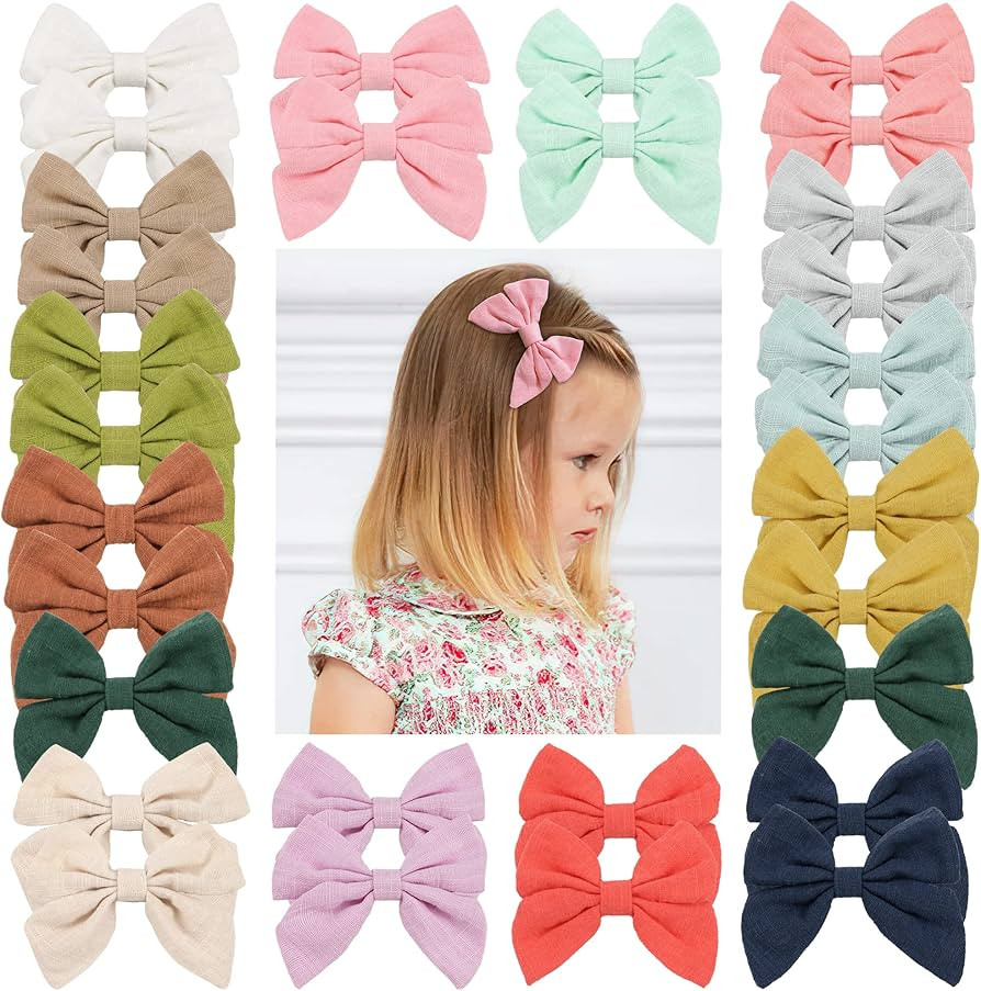 BBGifts 30pcs Baby Girls Hair Bows Cotton Linen Alligator Hair Clips 3 inch Fable Girls Toddlers ... | Amazon (US)