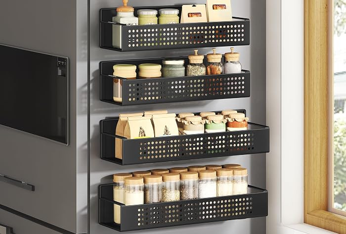 SONGMICS Gew\u00fcrzregal magnetisch, 4er Set, Magnetregal, Gew\u00fcrz Organizer | Amazon (DE)