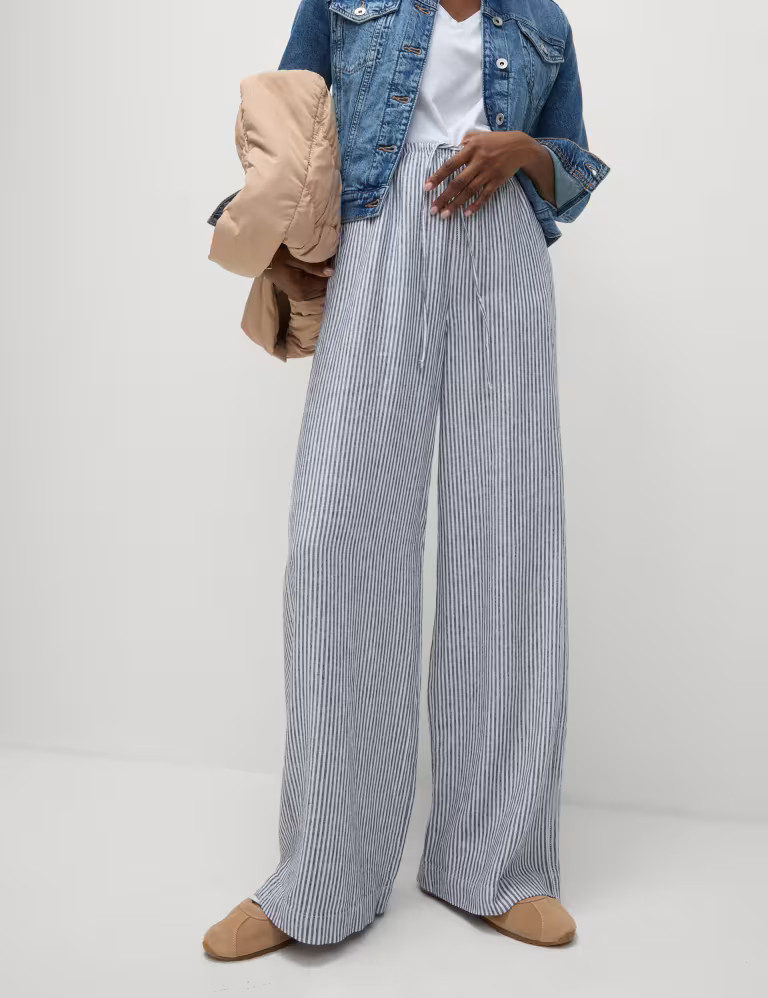 Linen Blend Wide Leg Trousers | Marks & Spencer (UK)