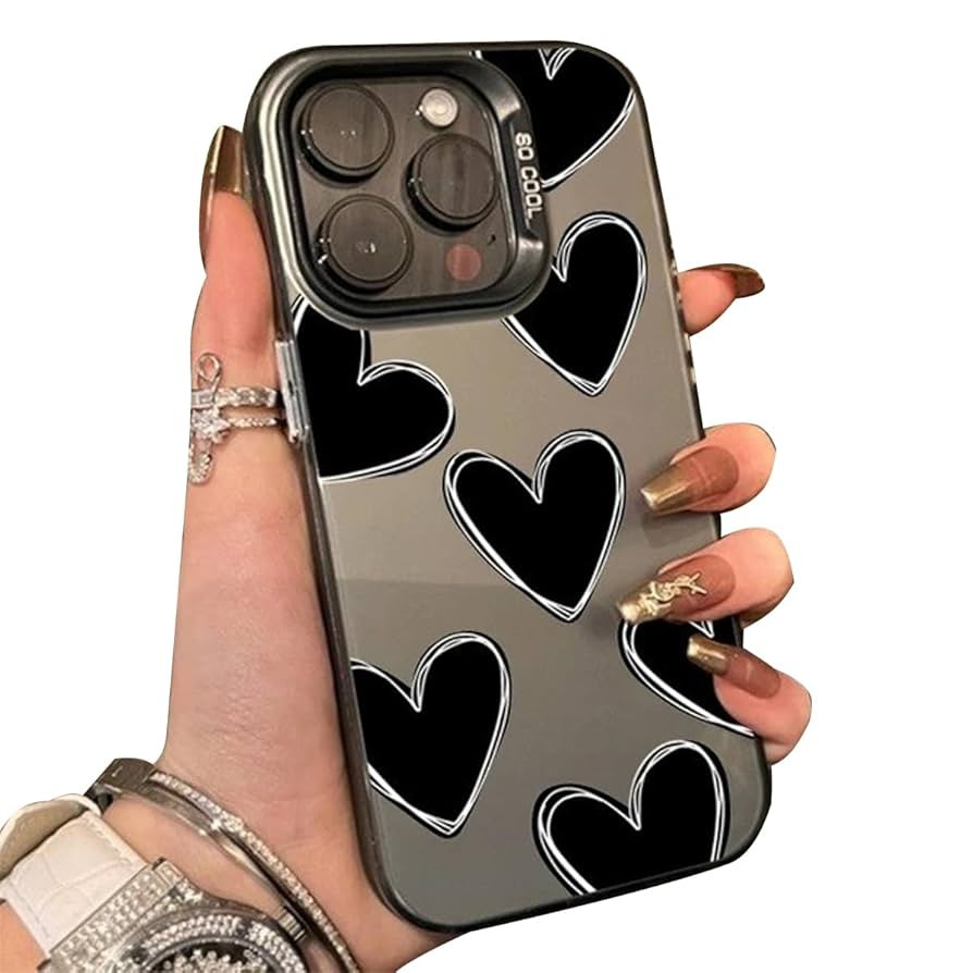 Phone Case for Women/Girls, Luxury Love Heart Electroplate Silver Case Compatible with iPhone 14,... | Amazon (US)
