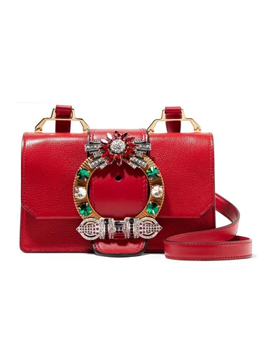 Miu Miu - Lady Embellished Textured-leather Shoulder Bag - one size | NET-A-PORTER (UK & EU)
