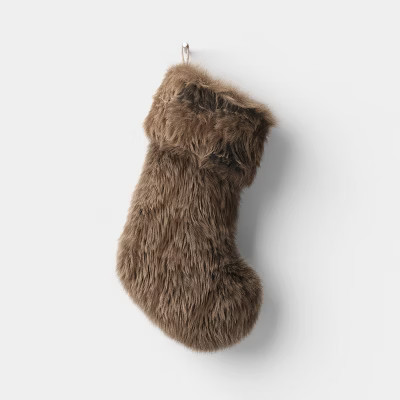Faux Fur Christmas Stocking Brown - Threshold™ | Target