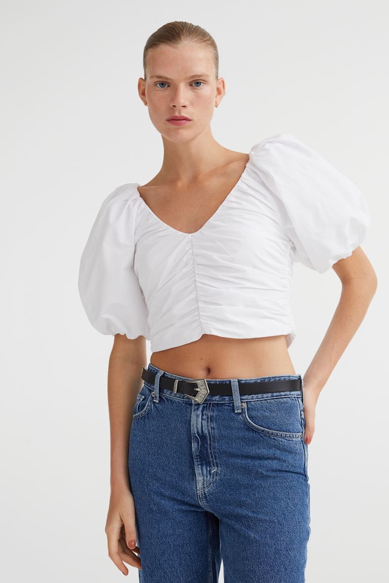 Gathered Puff-sleeved Top | H&M (US + CA)