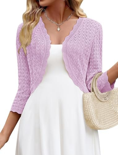 Zeagoo Women's Bolero Shrug Crochet Cropped Cardigan Summer 3/4 Sleeve Lightweight Cardigans for ... | Amazon (US)