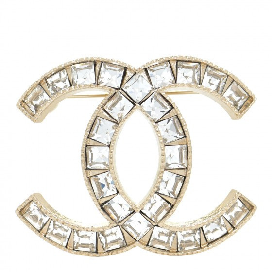 CHANEL Baguette Crystal CC Brooch Gold | Fashionphile