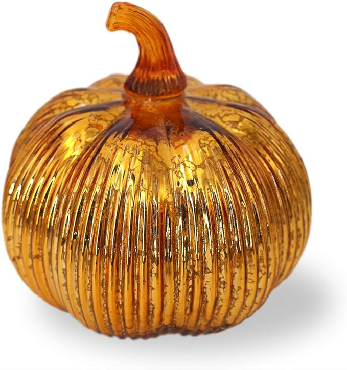 Mercury Glass Light up Pumpkin with Timer- Fall Decoration for Home-Lamps for Festive Decoration-... | Amazon (US)